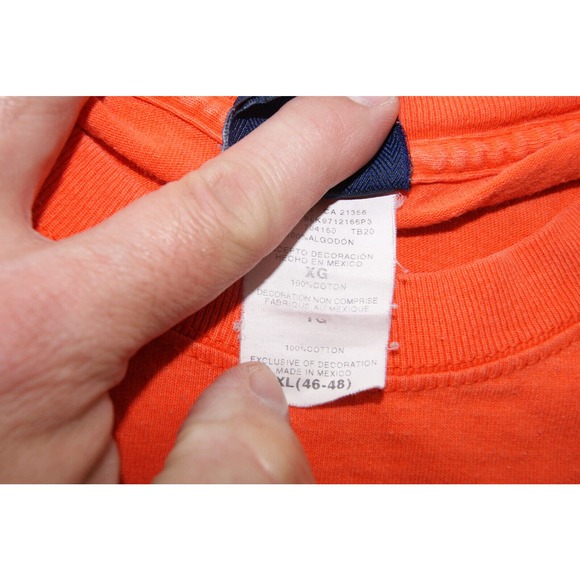 VTG 00s Y2K ILLINOIS FIGHTING ILLINI CHIEF XL Orange T-Shirt Spell Out Script - Picture 5 of 8